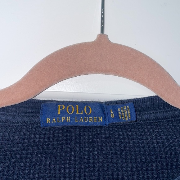 Polo Ralph Lauren navy waffle knit cotton long sleeves teeshirt - Picture 3 of 6